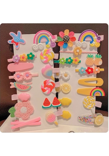 Samdoo Kız Çocukları İçin 10 Adet Renkli Bitki Desenli Saç Klipsi - Günlük Ve Özel Etkinlikler İçin Yumuşak Tutucu Resin Plastik Aksesuar