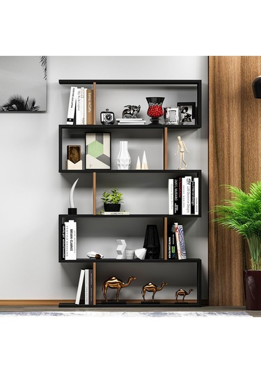 Core Kitaplık - Siyah / Ceviz