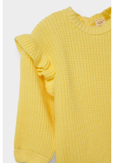 Defacto Kız Bebek Bisiklet Yaka Triko Kazak F2627a525wnyl118 Sarı