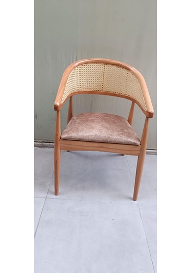 Sandalye Tam Kolçak Hasır Model Ahşap Kayın Naturel Ceviz Renk El Yapım