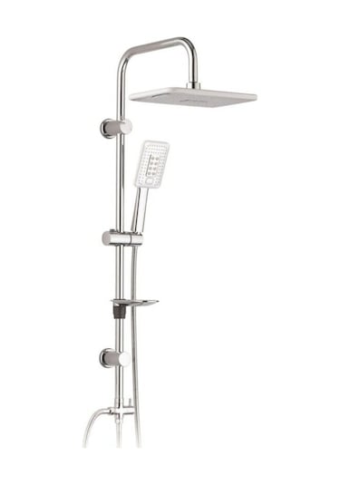 Hybrıd Krom-beyaz Yağmurlama Tepe Duş Seti Gri