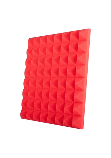 Sones 50x50x5cm Piramit Stil Kayıt Stüdyosu Davul Video Odası Ses Yalıtım Levhası Susturucu Pamuk Kırmızı