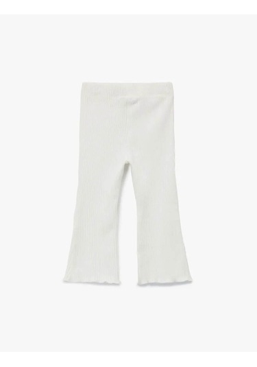 Koton Pamuklu Beli Lastikli Basic Kadife İspanyol Paça Ekru Kız Bebek Tayt 6wmg40009ak Ekru
