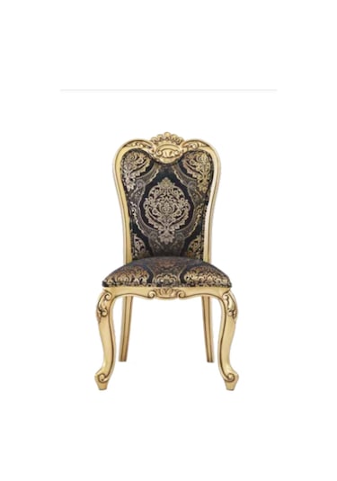 Bengimobilya Sandalye Zus003 Klasik Model Yaldızlı Nakışlı Kumaş Gold Oymalı K