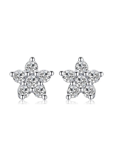 Bague Ringen 925 Ayar Gümüş Mozanit Saplama Küpe 1.2ct 6 Taşlar Çiçek Kadın Küpe Parti Nişan Güzel Takı