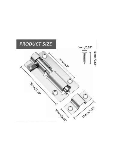 Kapı Kilidi Cıvataları 3" 75 Mm , 304 Paslanmaz Çelik Kapı Manda