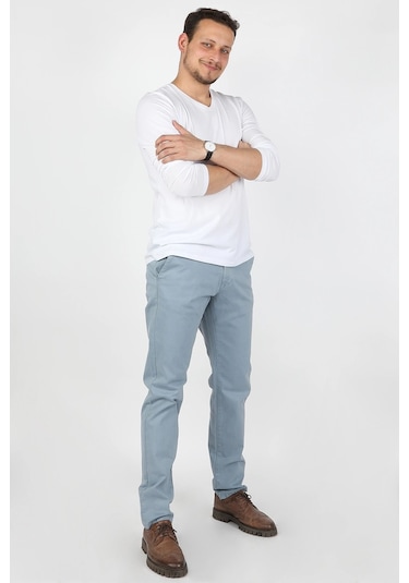 Erkek Fleto Cep Gabardin Pantolon Mavi