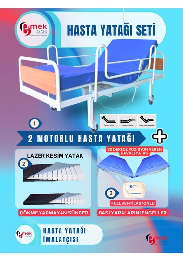 2motorlu Ekonomik Hasta Karyolası Pozisyon Veren Havalı Yatak Set