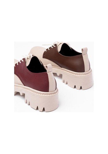 868-754 Bej Garni Bağcıklı Günlük Yüksek Tabanlı Loafer Ayakkabı Bej