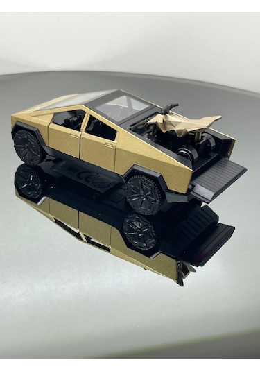 Tesla Cyber Truck 1:32 Ölçek Metal Çek Bırak 12 Cm Oyuncak Araba - Sarı