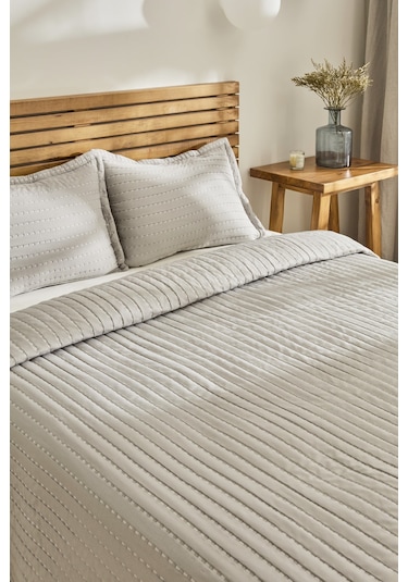 Kaşmir Home Amelia Çift Kişilik Yatak Örtüsü Takımı Gri Gri