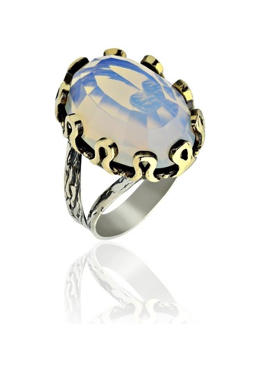 Ay Taşlı Otantik Gümüş Kadın Set