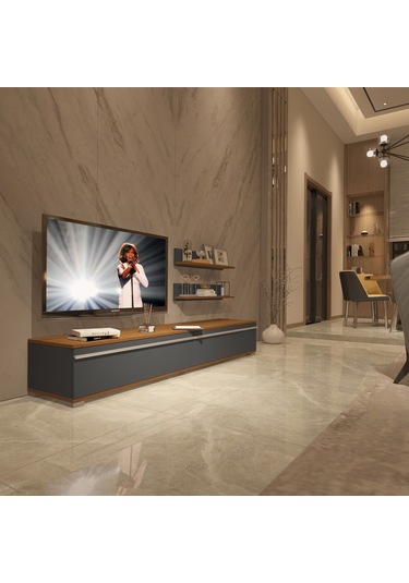 Decoraktiv Eko 4 Mdf Std Tv Ünitesi Tv Sehpası Ceviz - Antrasit
