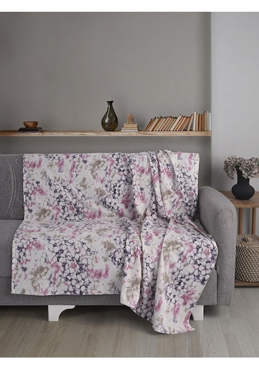 Tek Kişilik Baskılı Pike Koltuk Örtüsü Breeze 180x230 Cm Pudra