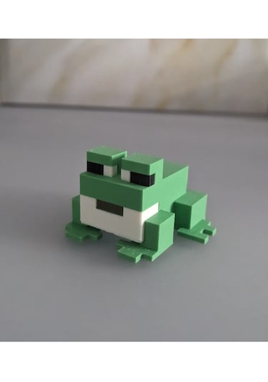 Minecraft Tarzı Dekoratif Kurbağa Figürü Piksel Tasarım Mini Oy