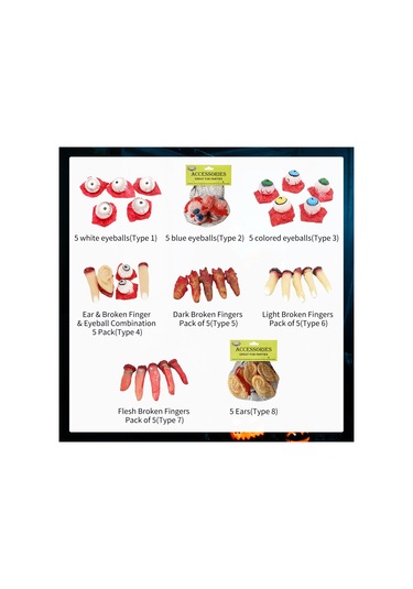 Singree Halloween Korku Dekorasyon Seti: 5'li Renkli Gözler - Gerçekçi Organlar İle Prank Ve Parti Atmosferi