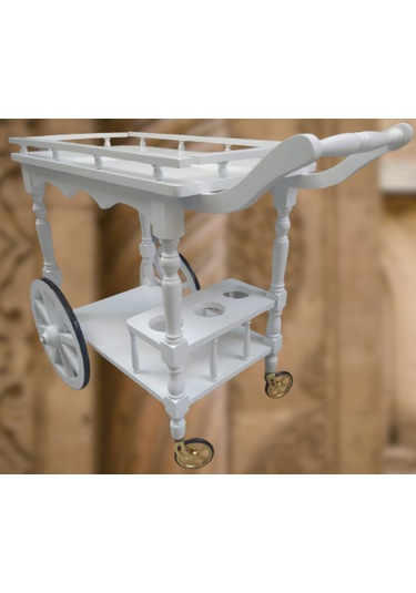 Servis Araba Teker Model Ahşap Kayın İnce Torna İskelet Natüre Boya ,yemek Servis İdeal Çözüm