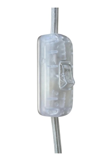 2 Metre Arapuarlı Aç Kapat Anahtar Fişli Abajur Duyu E14 2x0,50 Şeffaf Kablo - Beyaz Duy