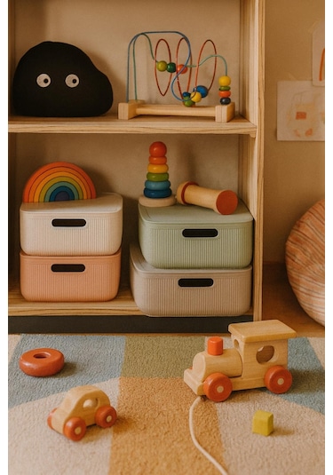 Okyanus Home Linea Smart Box Multi Renk 4,5 Lt 4 Adet Kapaklı Çok Amaçlı Saklama Kutusu Renkli