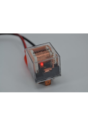 Şeffaf Mini Röle Kırmızı Ledli 12v 50/60a Çift Platin 5 Fişli Su
