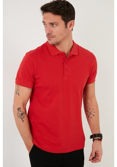 Buratti Pamuklu Regular Fit Düğmeli Erkek Polo Yaka T Shirt 5902127 Kırmızı