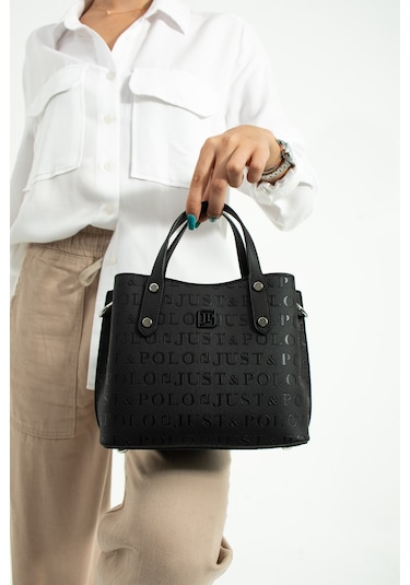 Just Polokolon Askı Mini Boy 4 Bölmeli Kadın El Ve Omuz Çantası Ve Cüzdan Kombini Pbu3922 Siyah