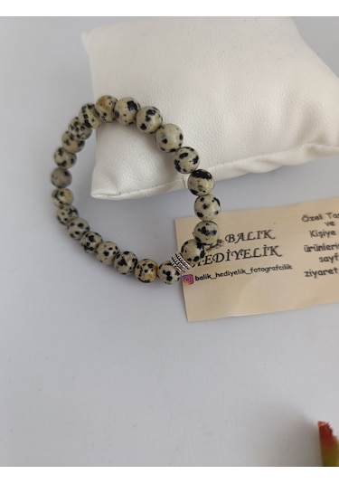 Doğaltaş Bileklik /dalmaçyalı Jasper Taşı Bileklik-1085 Ekru