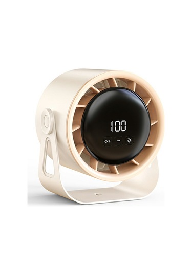 100 Hız Ayarlanabilir Masa Vantilatörü Dijital Ekranlı Duvara Monte Ortam Işıklı Vantilatör Ce Sertifikalı - Beyaz Beyaz