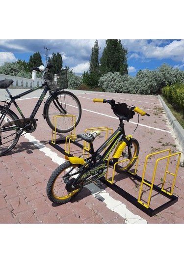 Bisiklet Park Alanı Apartman Bisiklet Park Yeri Metal 5'li Sarı - Siyah
