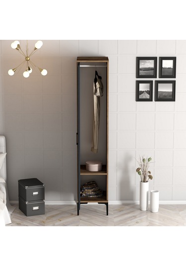 Variant Kumsal 1 Kapılı S Gardrop - Ceviz / Antrasit