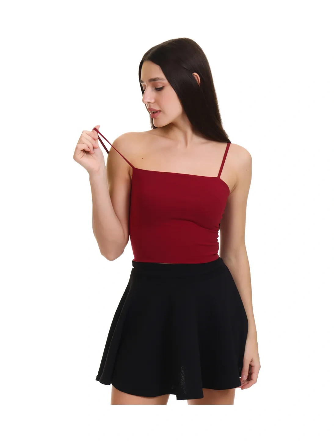 Zlata Top Kadınlık Yazlık Üst: Uzun İnce Askılı Bordo Askılı 391009456 Bordo