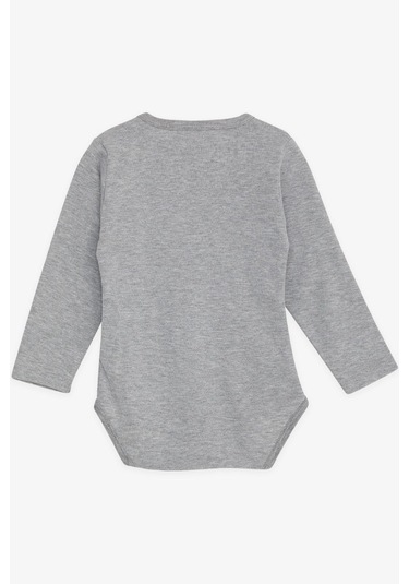 Breeze Erkek Bebek Çıtçıtlı Body Avcı Kedicik Baskılı 9 Ay-3 Yaş, Gri Melanj Gri Melanj