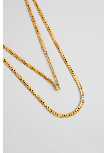 So Chic Örgü Model Sarı Kaplama Çelik Erkek Kolye Sarı