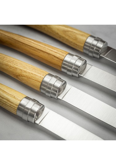 Opinel Chic 4'lü Et Bıçağı Seti - Dişbudak Ağacı Ash Wood Çok Renkli