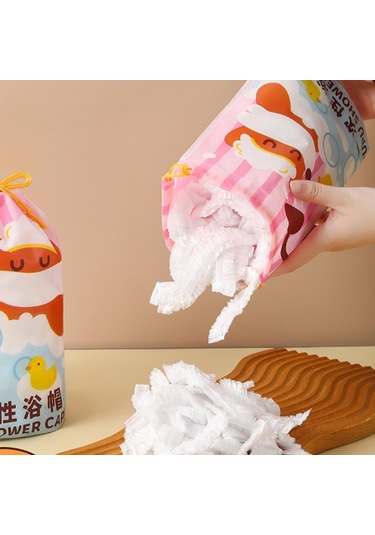 Suntek 100 Adet Tek Kullanımlık Duş Boneleri Elastik Banyo Beyaz