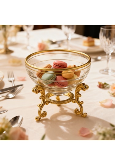 6 Lı Lüks Kahve Yanı Mini Lokumluk & Şekerlik & Reçellik Seti Altın