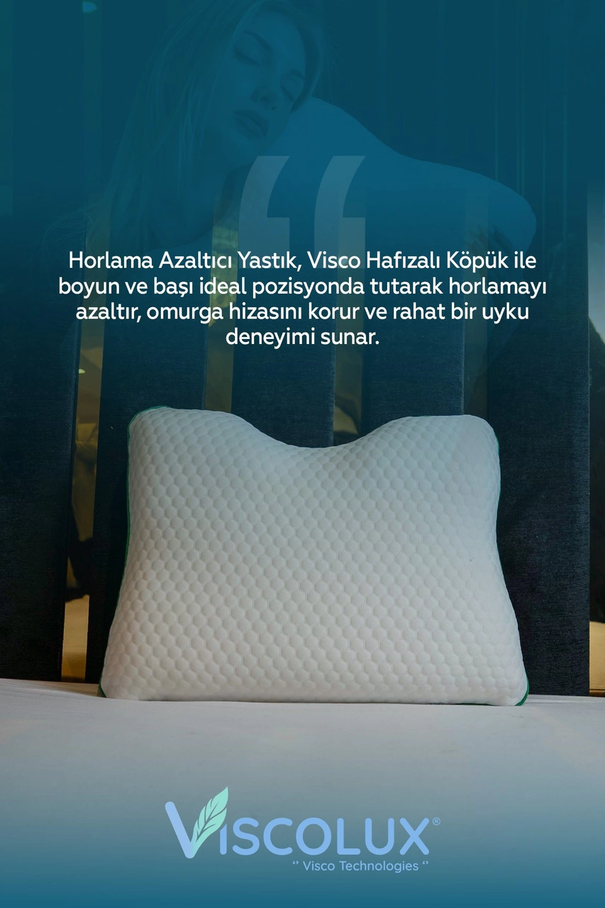 Horlama Azaltıcı Yastık - Horlama Önleyici Ortopedik Visco Yastık 55x40x12/10 Yeşil