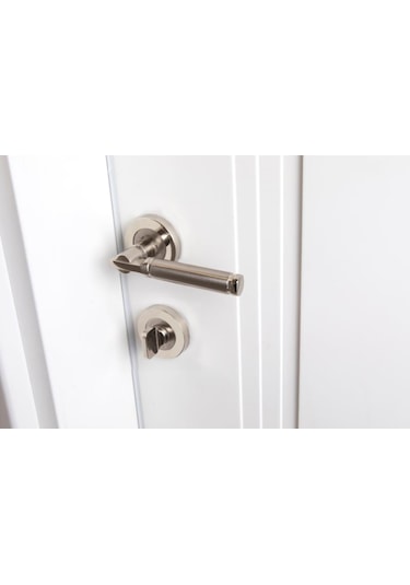 Nikel Rozetli Parçalı Wc Kapı Kolu (İç- Dış Takım)