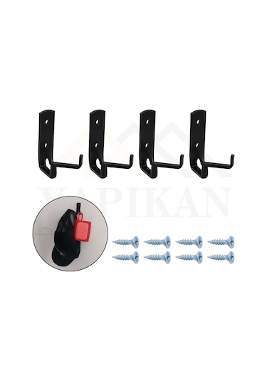 Siyah Koç Askı Çelik - Metal Okul Çanta Şemsiye Mont Askılığı - Vestiyer Duvar Askısı