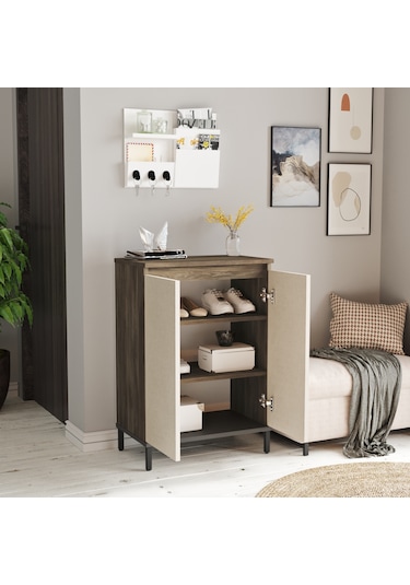 Robin Home Gloria Çok Amaçlı Dolap Ayakkabılık Metal Ayaklı Bej