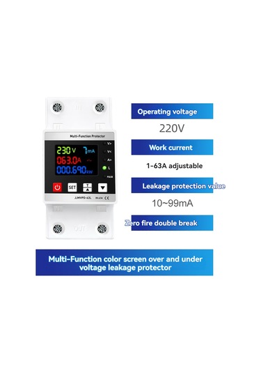 Konesam Renkli Ekranlı 63a Aşırı/düşük Gerilim Ve Kaçak Akım Koruma Rölesi - Ayarlanabilir Değerler 112 Karakter