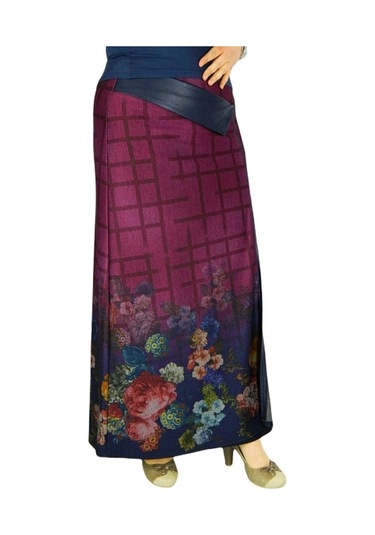 Kadın Uzun Etek Deri Kombinli Bglsz16K206 Kahverengi