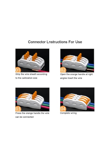 Hızlı Kablo Ekleme Aparatı - Üçlü Kablo Birleştirici - 5 Adet