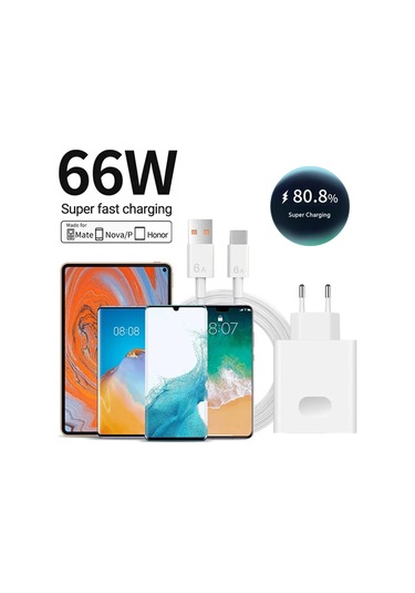 6a 66w Süper Hızlı Ab Abd Duvar Şarj Cihazı İçin Huawei Mate 40 50 60 P50 Nova Eu Plug - 2m Cable Diğer