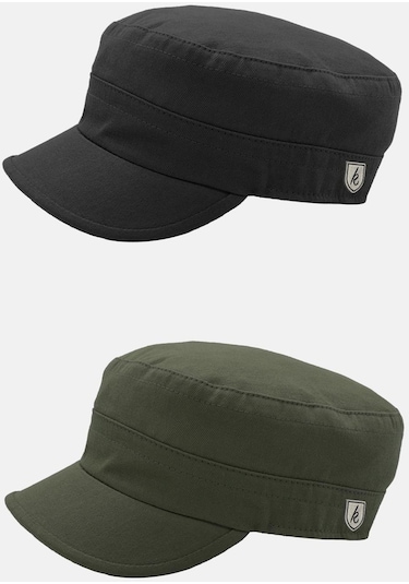 Erkek Fidel Castro Şapka 2'li Kep Rozet Detaylı Kasket - Haki - Siyah