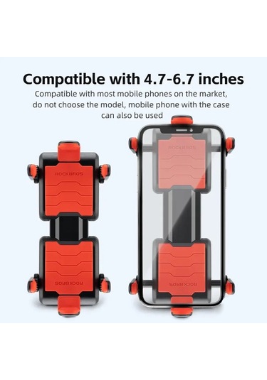 Cbtx Global Rockbros Cep Telefonu Braketi Motosiklet İçin Hızlı Açılan Telefon Tutucu - Kırmızı