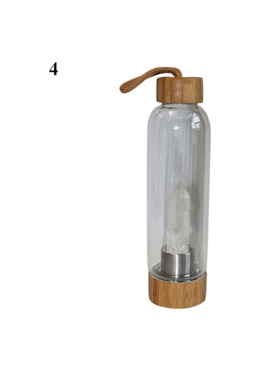 Lebihmurah Generic Doğal Kristal Sütun Taş Enerji Şifa Cam Su Şişesi Bardak Drinkware