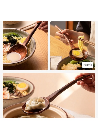 Mufunye Büyük Boy Ahşap Çorba Kaşığı - Geleneksel Japon Tasarım, Noodle/porçöz Servisi, Doğal Ahşap Malzeme, Ev Kullanıma Uygun Diğer