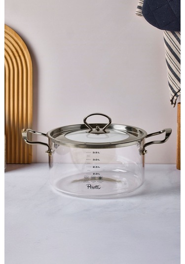 Perotti Cam Tencere 3,5 Lt Logan Silver 20x14 Cm 17645 Şeffaf