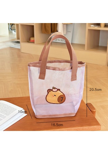 Springsun Cute Kapibara Desenli Ağ Çanta - Seyahat, Plaj Ve Dış Etkinlikler İçin Pratik Depolama Çantası
